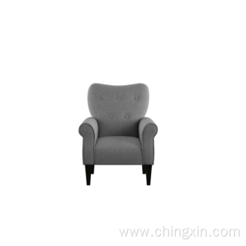 Chairs Buttoned Grey Fabric Armed Accent Chair